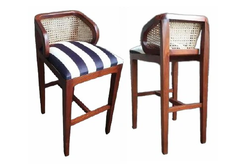 Rex Bar Chair with Rattan Back Decor